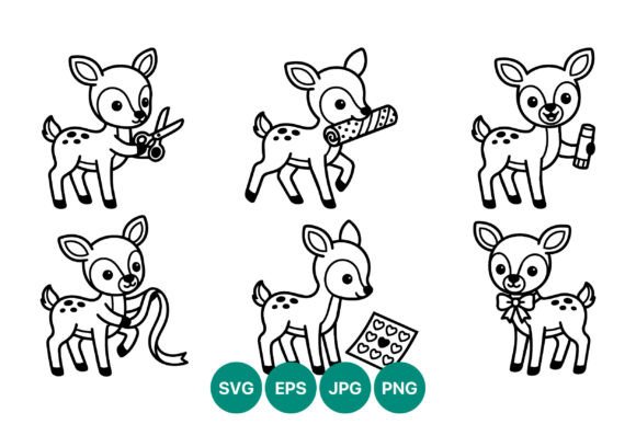 Download Cute Baby Deer with Craft Supplies Line - Premium Resources