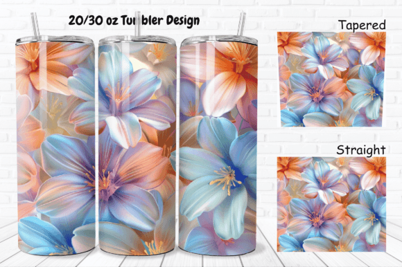 Download 3D Pretty Flowers 20/ 30 Oz Tumbler Wrap - Premium Bundle
